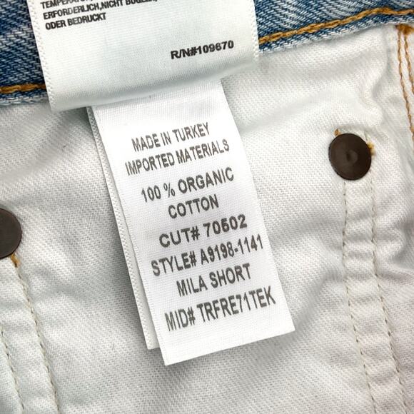 AGOLDE Mila High Rise Denim Shorts Women’s Size 26 Hazard Light Wash Raw Hem - Picture 4 of 5